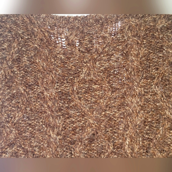 Brown Elena Solano Tan Alpaca Blend Cable Knit Cardigan Button up Sz S Womens - Picture 6 of 6